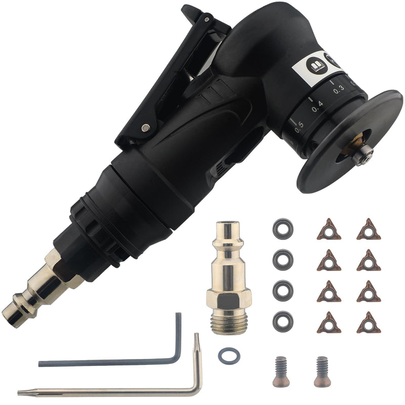 Pneumatic Chamfering Tool – 45° Mini Air-Powered Chamfer Machine for Beveling & Deburring, Adjustable Depth & Speed, 1/4" Air Inlet, R Angle Blades for Metal, Wood, Acrylic Chamfer Tool With R Angle Blades(8pcs)