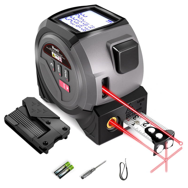 Laser Tape Measure 3 in 1 Laser Rangefinder Tape Measure Grey