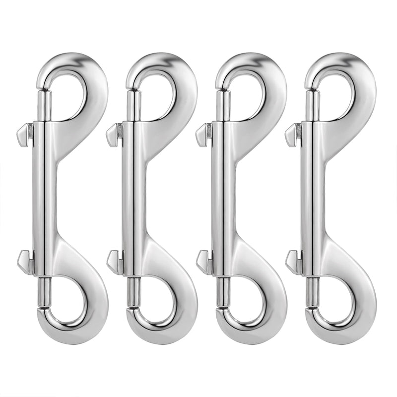 [Australia - AusPower] - Double Ended Bolt Snaps Hook Sided Clips Trigger Clips Chain Metal Clips 4 Inch Silver 4pcs 