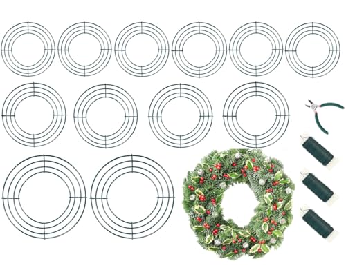 12 Pack Wire Wreath Frames 8 12 16 Inch with Paddle Wire and Tool