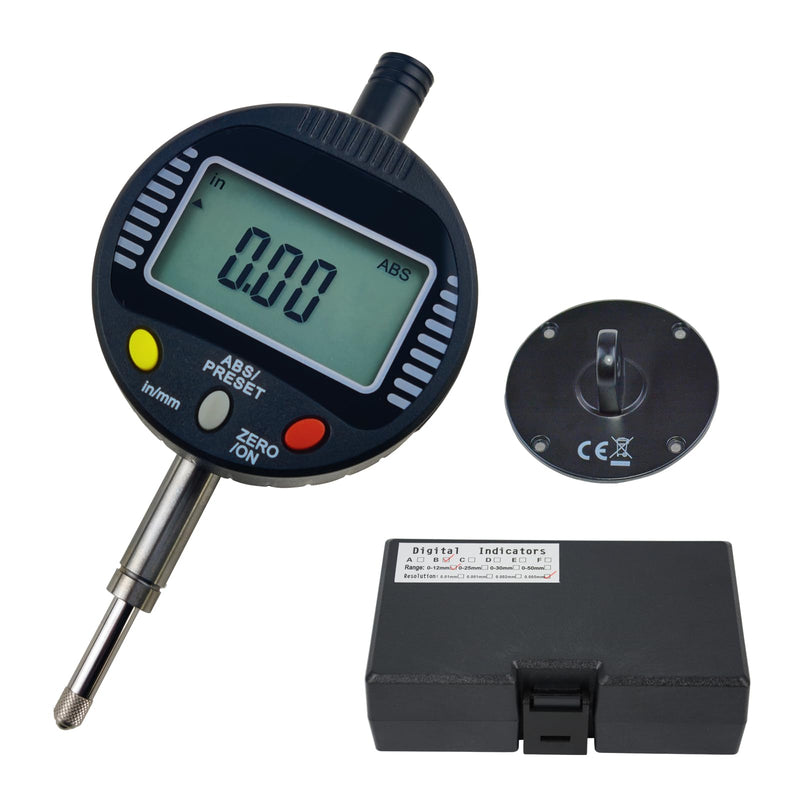 [Australia - AusPower] - Electronic Digital Dial Gauge,with A Range of 0.5in/12.7mm and A Digital Indicator Accuracy of 0.01mm/0.0005 "Metric and Imperial Measure Tool Electronic Dial Gauge of 3D Printing and CNC Machine 0.5 in/0.01 