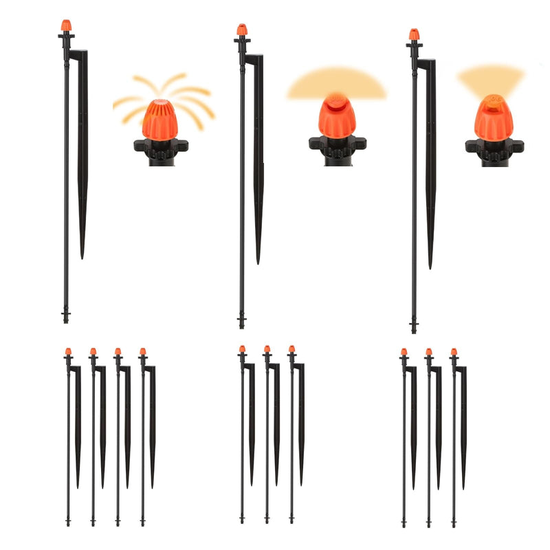 [Australia - AusPower] - Drip Irrigation Spray Emitters with Stakes: 10 Sets Mixed 360/180/90 Degrees Drip Irrigation Sprayers for 1/4 inch Tubing Garden Irrigation System 10 Set Mixed Drip Sprinklers 
