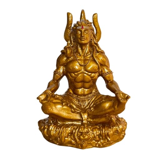 NAISHA Golden Mahayogi Shiva Idol, 3.5 Inch Resin Statue for Pooja Decor