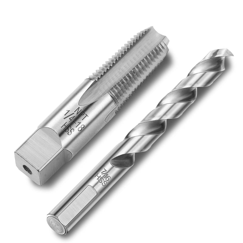 [Australia - AusPower] - 1/4-18 Npt Tap 7/16 Drill Bit, M2(6542) High Speed Steel Tap and Drill Bit Sets for Accurate Threads, Assorted Plumbers Mechanics DIY Thread Cutting Tools 1/4-18 NPT Tap 7/16 Drill Bit 
