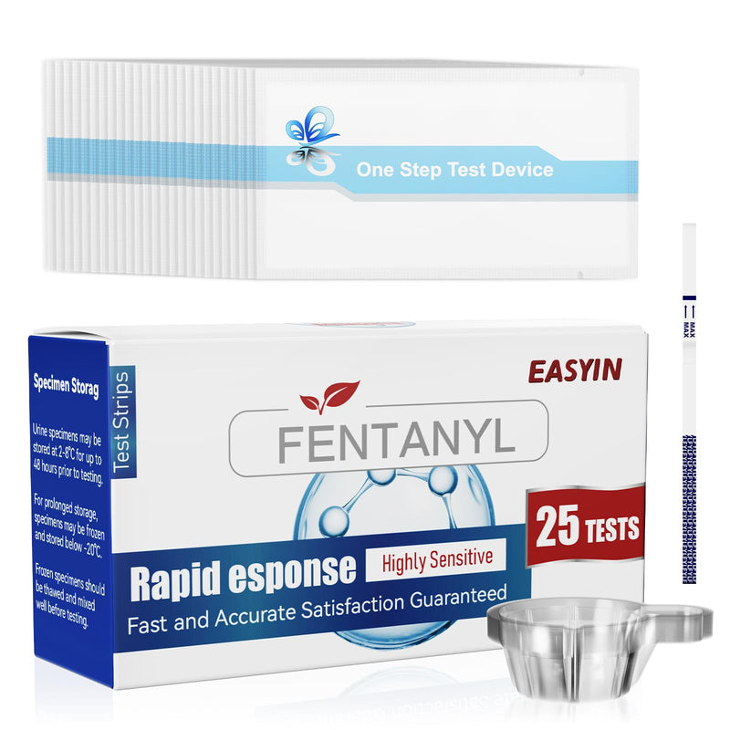 [Australia - AusPower] - Fentanyl Test Strips: 25 Pack Individual Pouches Rapid Response Fentanyl Testing Kit for Powder Pills Urine - 10ng/mL Cutoff FTS Test Strips 