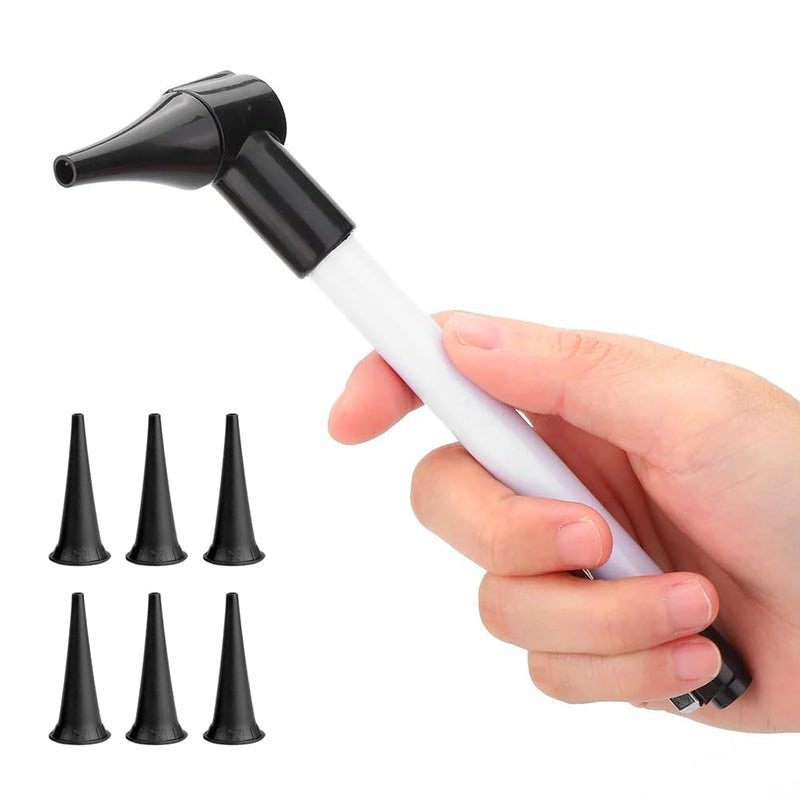 Slimline Stainless Steel Hand Otoscope with Soft LED Light and 7 Specula Tips for Kids, Adults, Pets, Animals silver colors