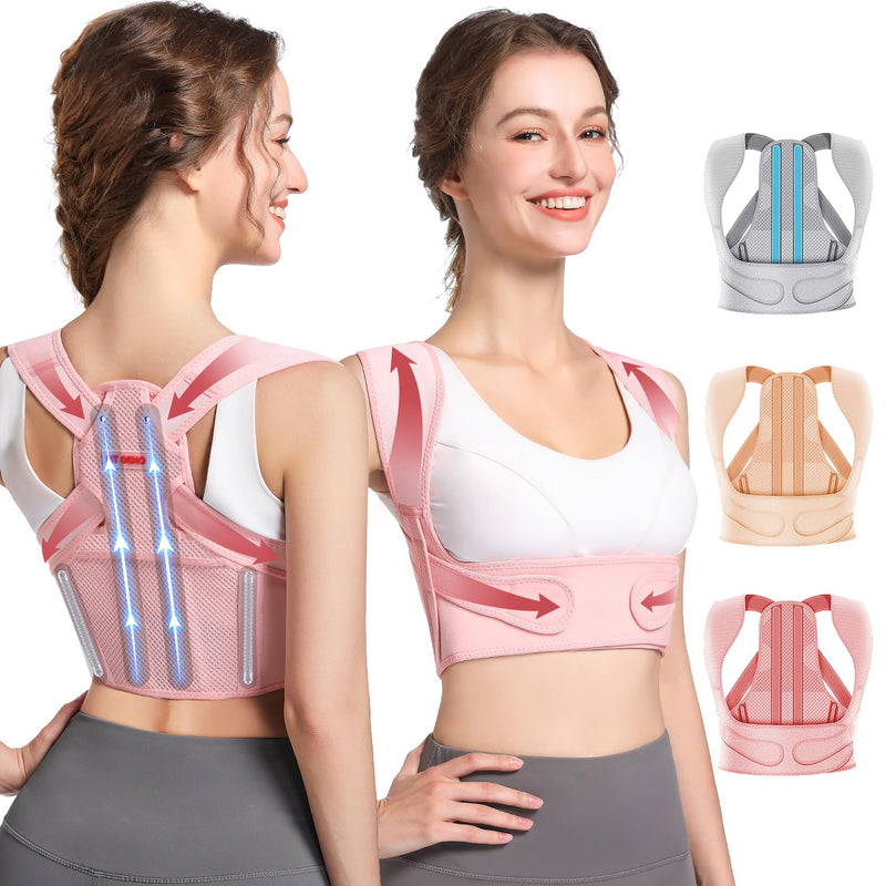 [Australia - AusPower] - Fit Geno Posture Corrector for Women: Adjustable Lightweight Upper Back Brace for Neck Shoulder & Upper Back Pain Relief - Improve Posture Correct Hunchback Slouching Kyphosis Invisible Under Clothes (XS/S Under Bust 26"-37") Pink X-Small/Small 