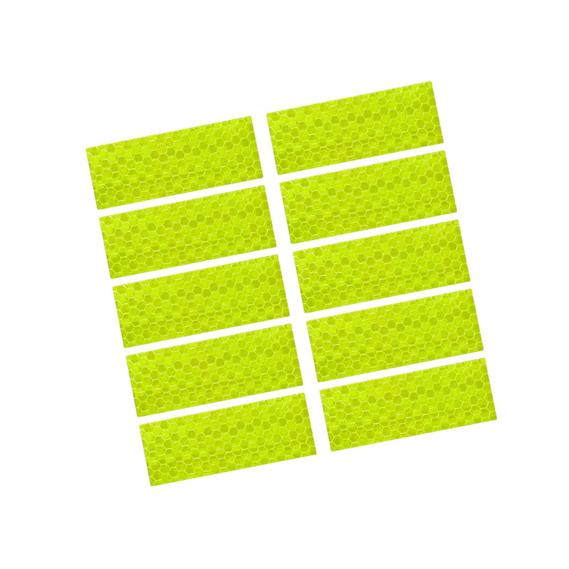 10 Pcs Reflective Stickers, 3.11"x1.18" Rectangle Shape Safety Tape Reflector Universal for Cars Trucks Trailers Waterproof PET Fluorescent Yellow Auto Replacement Parts