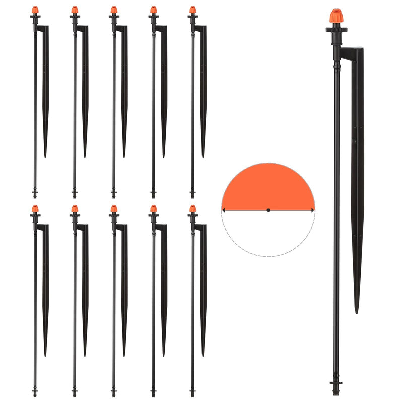 [Australia - AusPower] - 180 Degree Irrigation Sprinkler Heads: Micro Sprinkler Nozzle on 12 Inch Stake with 1/4" Tubing - Drip Spray Emitters for Garden Irrigation System 10pcs 18° Micro Sprinkler Heads 