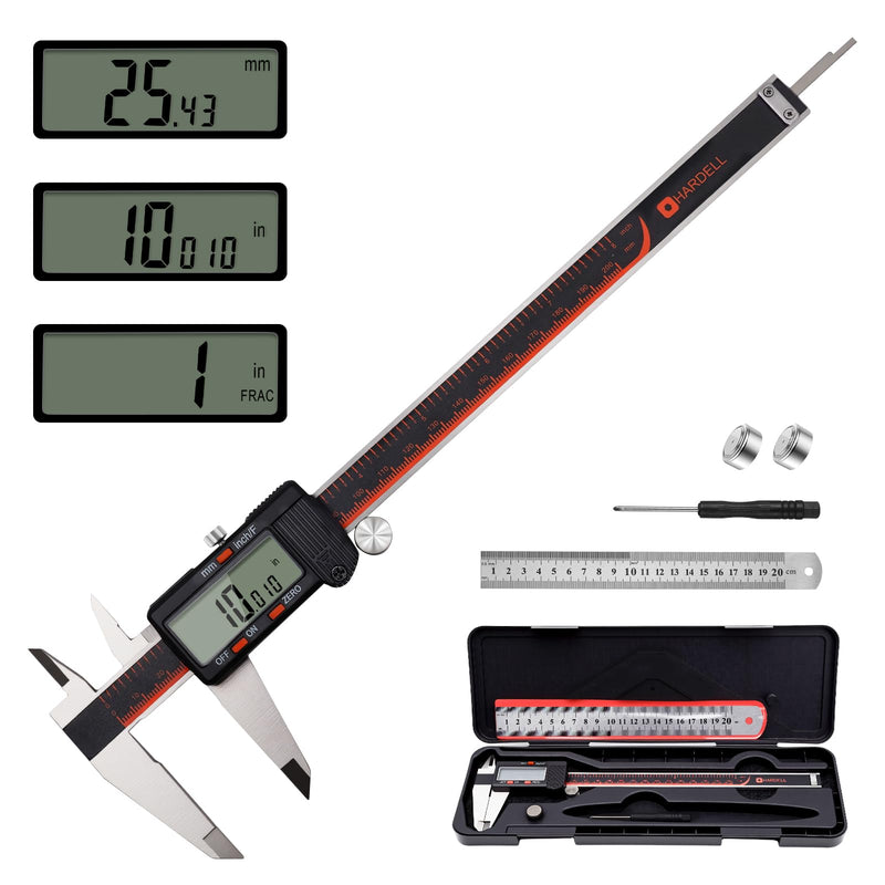 [Australia - AusPower] - HARDELL Digital Caliper, 0-8 Inch Caliper Measuring Tool with Large LCD Screen, Auto-Off, Inch/Fractions/MM Conversion, Electronic Stainless Steel Micrometer for DIY/Household/3D Printing 8 Inch 