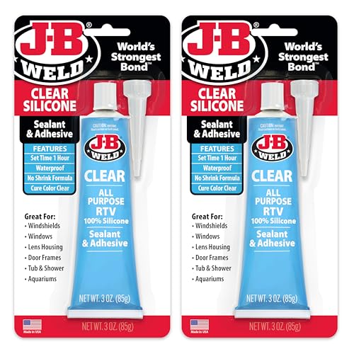 J-B Weld Clear All-Purpose RTV Silicone Sealant and Adhesive, 3 oz 2-pack tubes