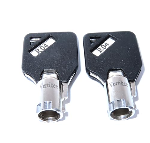 R04 Keys Compatible with Husky Milwaukee & Steel Glide R04 Tool Box Tool Chest Replacement Lock Keys, 2 Cut R04 Replacement Keys with Black Caps. Vertikee(TM)