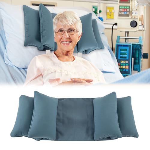 Neck Wedge Stabilizer Pillow for Sleeping to Keep Head Straight, Wedge Head Positioning Pillows for Elderly, Bedridden and Disabled, Face up Posture Sleep Upright Pillow (Blue)