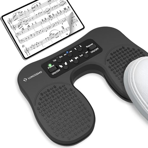 LUKCOZMO Page Turner for Musical Instruments - Wireless Page Foot Pedal Turner with Anti-Slip Rubber, Silent Rechargeable Design for iPad, Tablets, Phones. Rudder Pedal Tuner Pedal