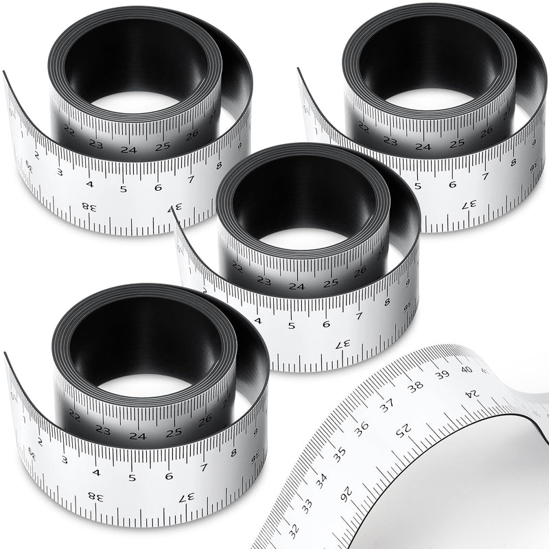 Relaxweex 4 Pcs 39.37 Inch Magnetic Ruler Flexible Tape Magnetic Tape Measure with Both Inches and Centimeters, Suitable for Classroom Whiteboard, Lathes, Workshops, Mills, Easy to Take (White) White