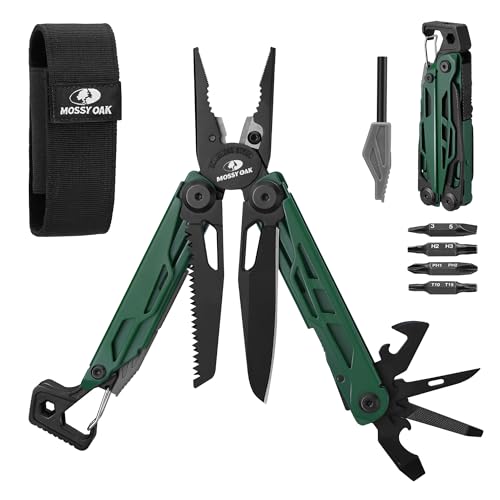 MOSSY OAK 27-in-1 CNC-Machined Multitool Pliers, Self-Locking Green