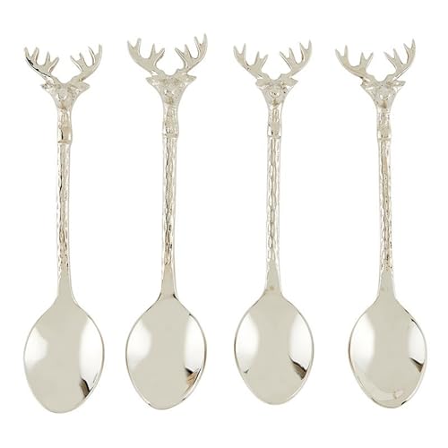 Santa Barbara Design Studio Stag Stainless Steel & Brass Serving Utensils Charcuterie Essentials, Set of 4, Silver Spoons Gold Bees