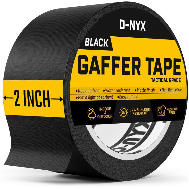 [Australia - AusPower] - Gaffer Tape 2 Inch x 1 Pack Black Gaffing Tapes, Heavy Duty No Residue, Matte Finish, Non-Reflective, Multipurpose Premium Heavy Duty Black Frog Tape, Strong Fabric Tape 