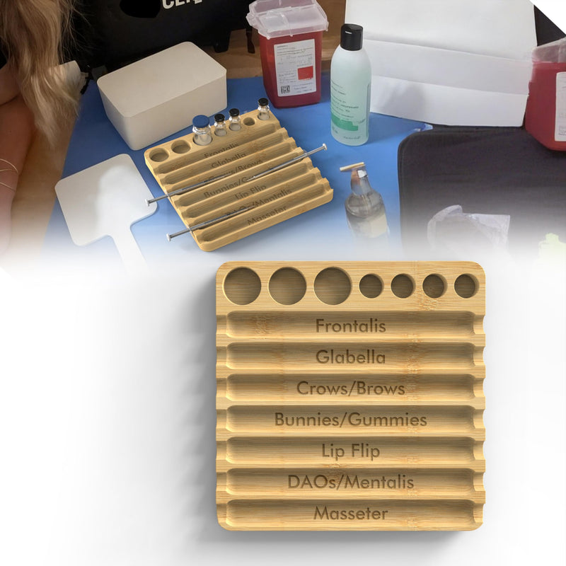 [Australia - AusPower] - Aesthetic Practitioner Syringe Tray with Vial Holder, Bamboo Vial Holder Syringe Tray for 2-in-1 Combination, Syringe Storage Organizer for Aesthetic Practitioners and Small Vial Racks 