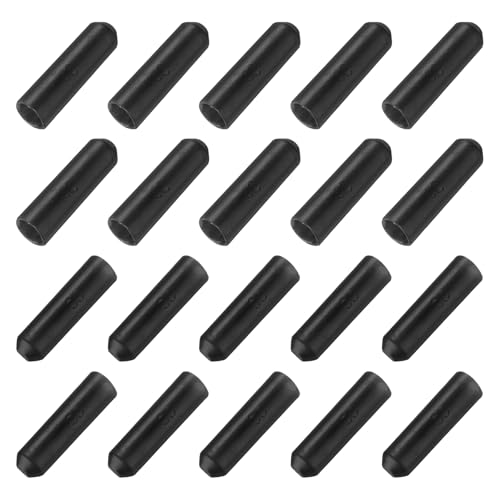 QUARKZMAN Pack of 50 Waterproof Heat Shrink Caps 8 mm ID x 30 mm L Rubber End Caps 3:1 Shrink Ratio Heat Shrink Tube Caps with Adhesive Black Rubber Plugs for Screwdrivers Furniture Feet 8mm x 30mm
