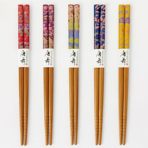 JapanBargain 3648, Bamboo Chopsticks Set Reusable Japanese Chinese Korean Wood Chop Sticks Hair Sticks, Dishwasher Safe, 9-inch, 5 Pair Gift Set, 10-Pack