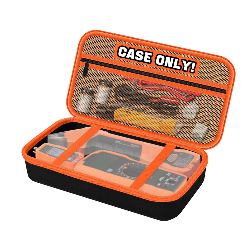 Storage Case Only for Klein Tools Electrical Testers -Hard Protective Carrying Bag Compatible with 80101 Circuit Breaker Finder Kit & ET310/ 69149P Digital Multimeter, XL Size (Does NOT Include Tools) Large Black&Orange