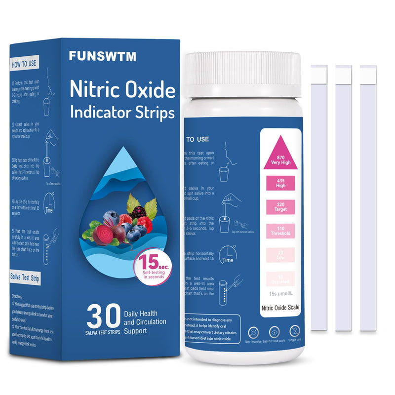 [Australia - AusPower] - Nitric Oxide Test Strip Salivary Testing: Nitric Oxide Indicator Strips to Monitor Nitric Oxide Levels - 30 Counts 