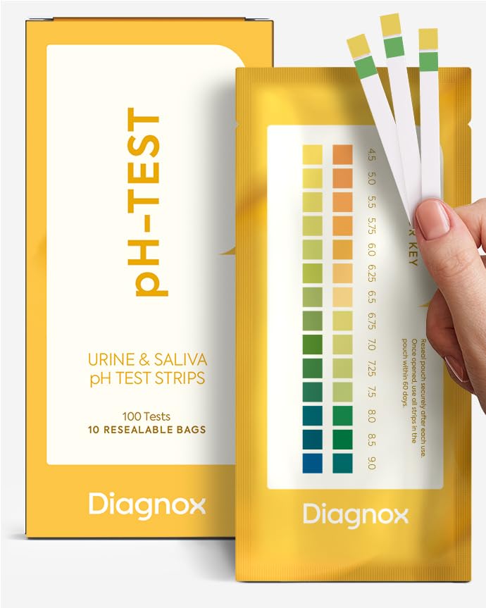 [Australia - AusPower] - DIAGNOX HEALTH pH Test Strips for Urine & Saliva - Wide pH Test Range (4.5 to 9.0) - Comprehensive Health Check with Easy-to-Read Results, Longer Shelf Life [100 Tests] 1 Count (Pack of 100) 