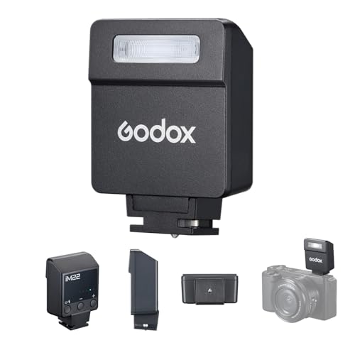 Godox iM22 Mini Camera Flash On-Camera Flash Speedlite 5 Power Levels 3s Recycle Time 440 Full Power Flashes with Type-C Charging Battery Replacement for Canon Nikon Sony Mirrorless Cameras