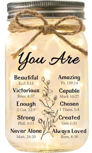 Christian Gifts for Women Lamp, Starlight Mason Jar Night Light