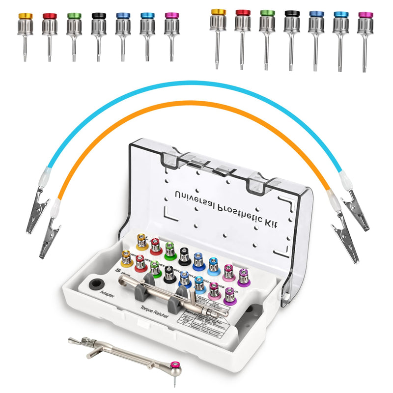 [Australia - AusPower] - 2026 Dental Implant Torque Wrench Set-Include Bib Clips, Universal Prosthetic Kit with Torque Adjustable Ratchet&Screwdrivers 16pcs,10-70Ncm,Fully Autoclavable,Secure/Disassemble Implant Restorations 