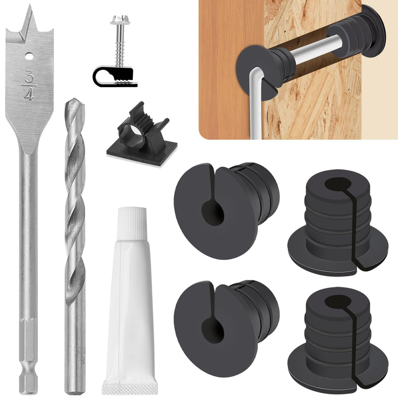 Starlink Cable Grommet Routing Kit for 3/4 inch Wall Hole, 4PCS Wall Grommets Accessories Including 3/4" Spade Drill Bit, Drill bit, and 40 Wall Wire Clips 3/4 inch kit