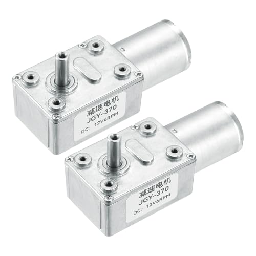 QUARKZMAN Pack of 2 DC 12 V 6 rpm reversible worm gear motor reduction motor 6 mm D-shaped shaft high torque gear box reduction electric motor for sweepers, printers, ovens | High Torque Gear Box Reduction Electric Motor, 6RPM, 6mm D-Shaped We...