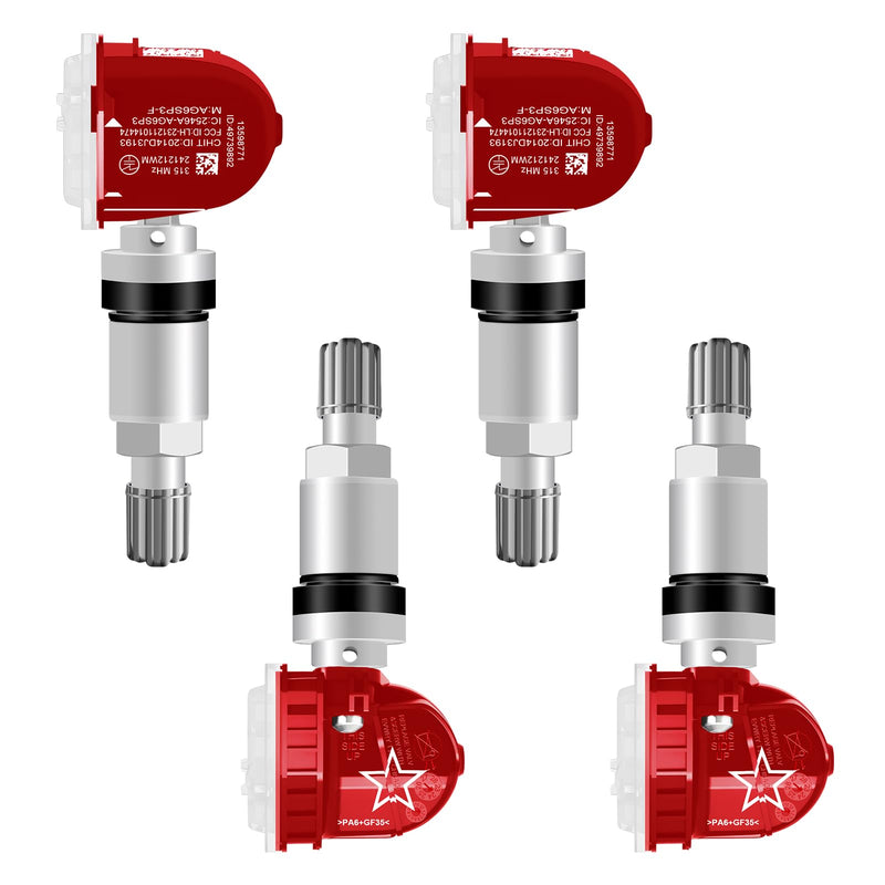 4Pcs TPMS Sensor, 315Mhz OE 13598771 13598772 13586335 13581558 Tire Pressure Monitoring System Compatible with Chevrolet/Chevy/Silverado/GMC/Buick/Cadillac/Pontiac/Hummber Set of 4 (Red) Red