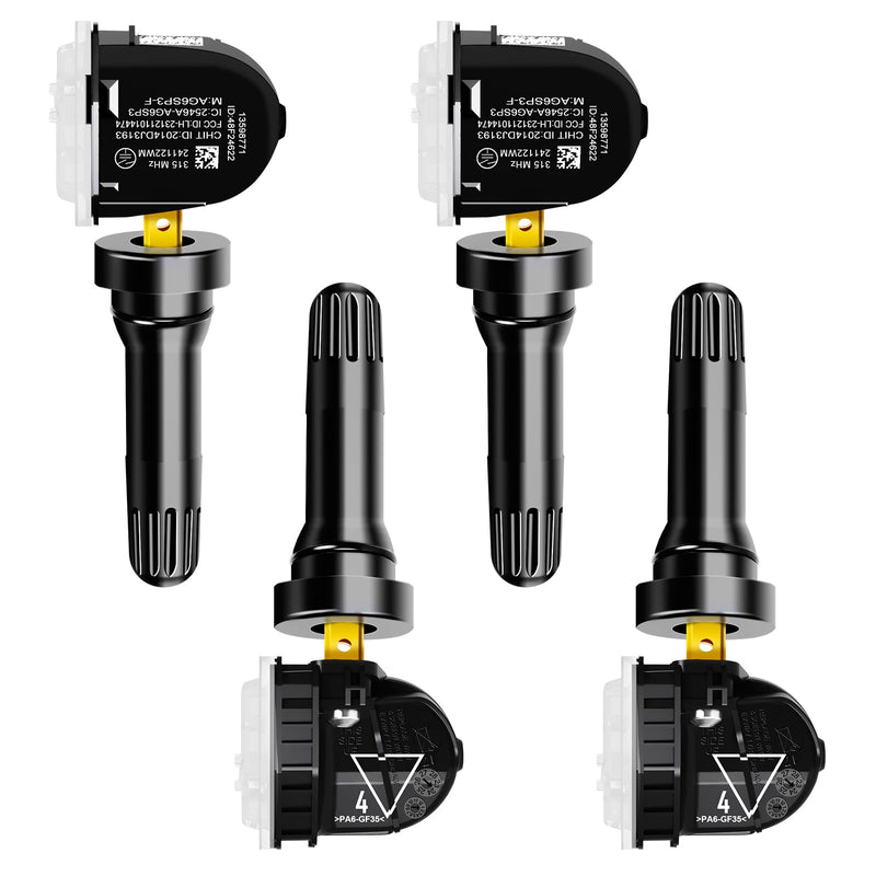 4Pcs TPMS Sensor, 433Mhz OE 13598773 13589601 13506028 13594222 Pre-Programmed Tire Pressure Monitoring System Sensors Compatible with Chevrolet/GMC/Buick/Cadillac/Acadia/Sierra/GM Set of 4