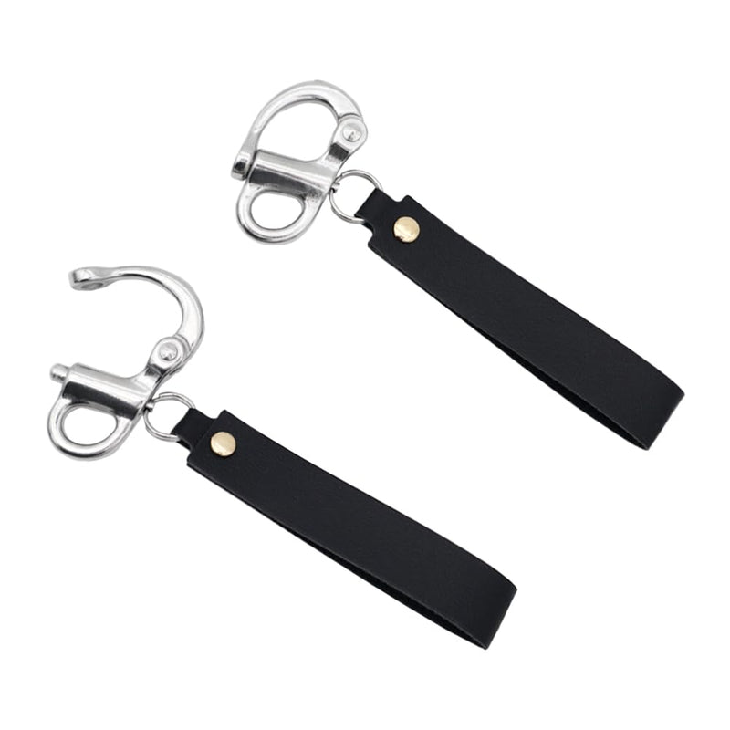 [Australia - AusPower] - 2Pcs Firefighter Quick Release Shackle with Leather, Plus Size Quick Release Clip Shackle Black 
