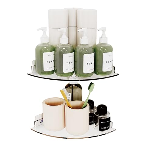 Acrylic Corner Shower Caddy Shelf 2 Pack, Space-Saving Storage Rack