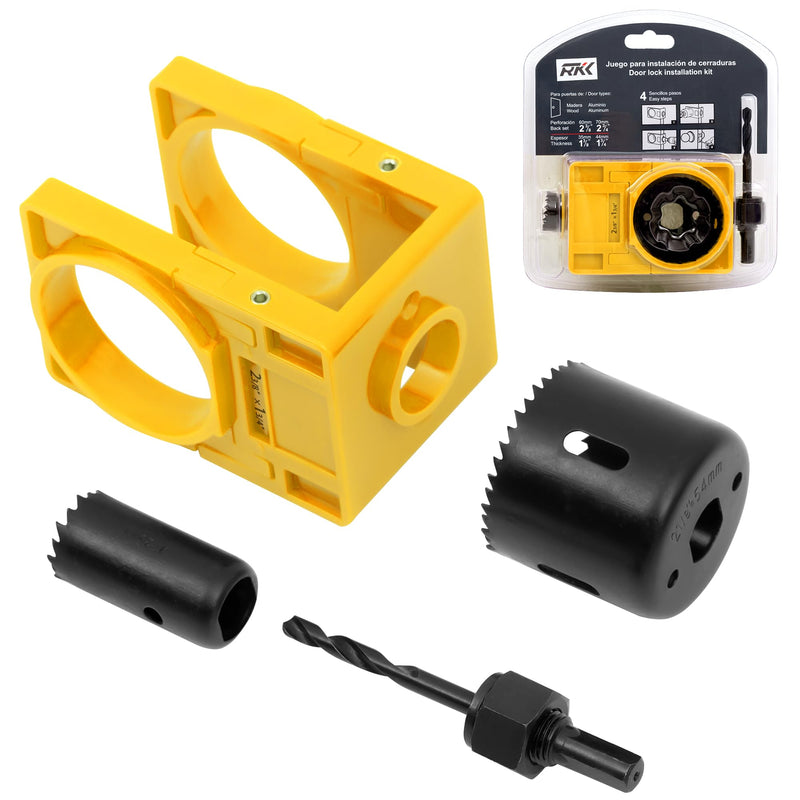 [Australia - AusPower] - RKK Door Lock Installation Kit - Deadbolt & Door Knob Hole Saw Kit - Yellow 