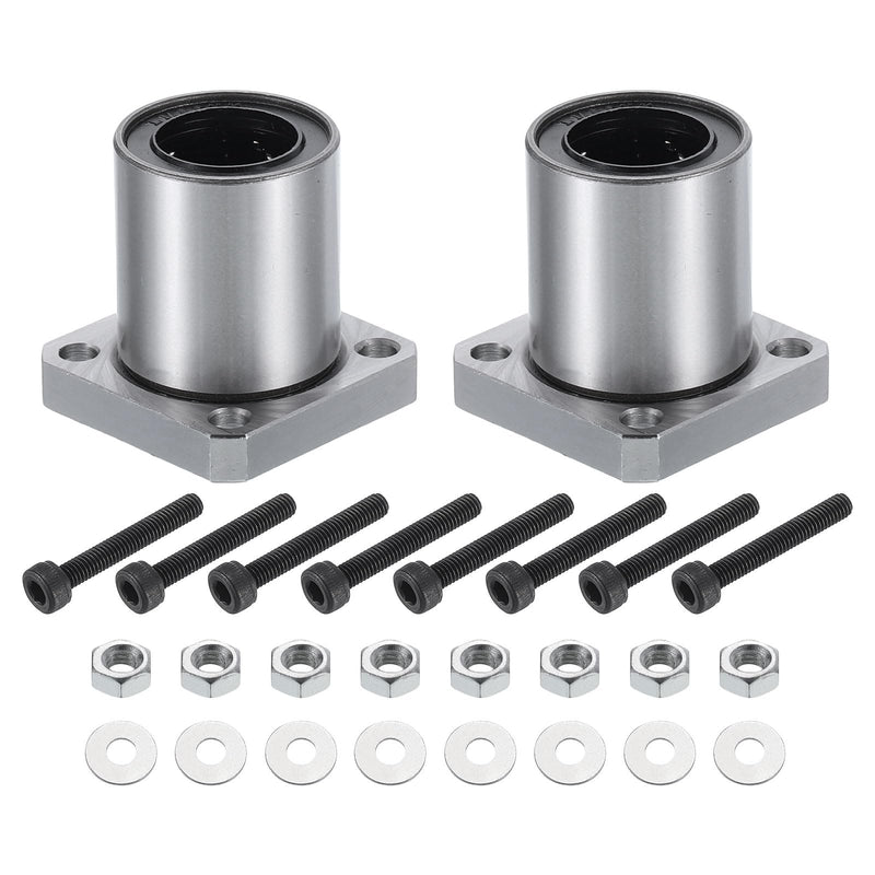 [Australia - AusPower] - uxcell LMK20-UU Linear Ball Bearings 20mm Bore 32mm OD 41mm Length Round Flange Nickel Plated with Screws for CNC Machine 3D Printer 2pcs 