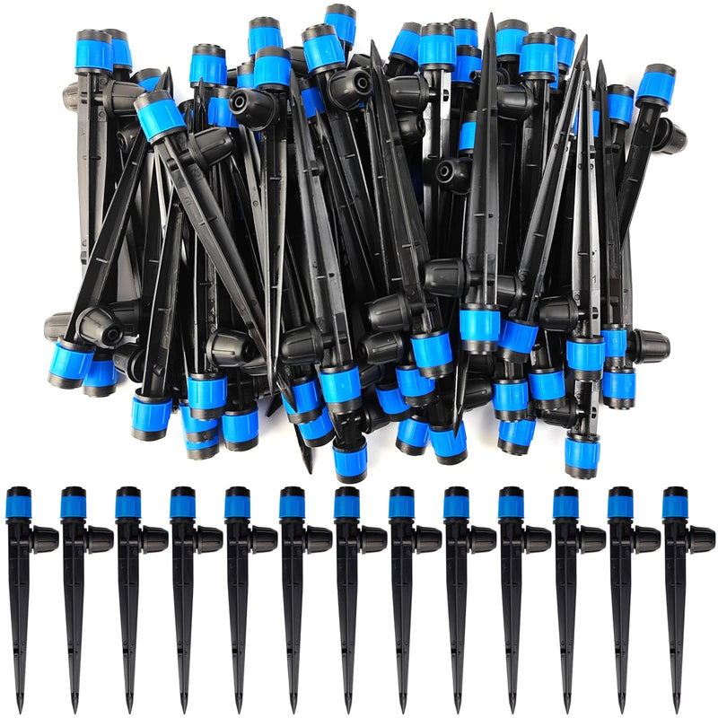 [Australia - AusPower] - GXXMEI 52PCS Drip Irrigation Emitters with Stake, 360°Adjustable Fan Sprayer Water Flow Lock Barbed Dripper for 1/4" Drip Irrigation Tubing Garden Irrigation Sprayer for DIY Garden Irrigation System 