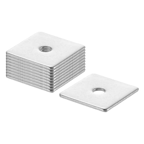 uxcell 5/8-inch square plate washer, 201 stainless steel, 1/8-inch bolt hole, flat 0.04-inch thick design