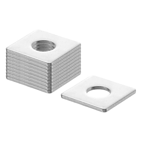 uxcell 1-inch square plate washer for 3/8-inch bolt, 201 stainless steel, 0.08-inch thick, 50-piece set
