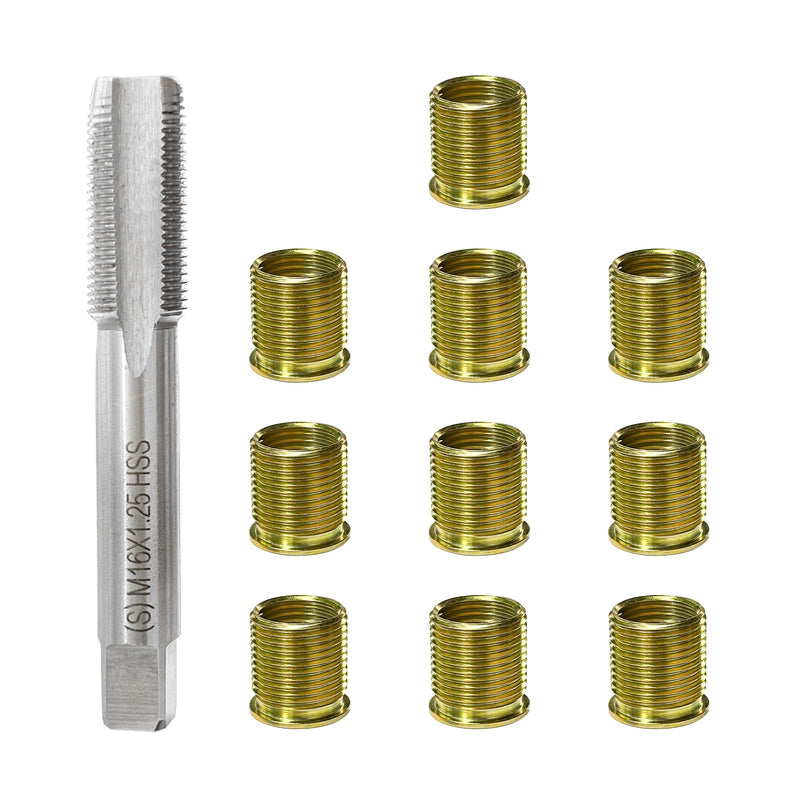 [Australia - AusPower] - Spark Plug Thread Repair Kit, M14×1.25 Inserts and M16×1.25 Tap Spark Plug Rethreading Set, Stainless Steel Thread Repair Tool Kit for Automotive Gasoline Engines Generators 