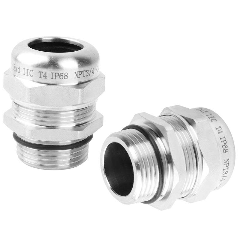 [Australia - AusPower] - NPT 3/4" Stainless Steel Waterproof Cable Gland IP68 Waterproof Cable Gland Adjustable 13-18mm Cable Gland Protectors - 2 Pcs NPT 3/4" 