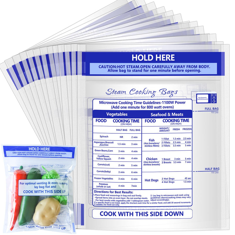 100 Pcs Microwave Steamer Bags 7.9 X 8.6 Inch Zipper Steam Cooking Bags Reusable Microwave Cooking Bag for Vegetables Potatoes and Meat (100) 100
