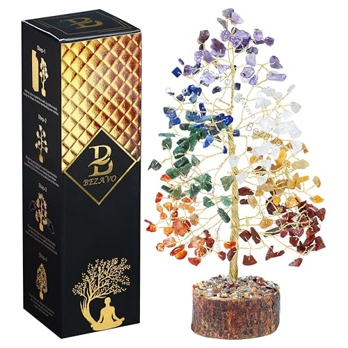 BEZAVO Chakra Crystal Tree of Life Gemstone Tree Handmade Bonsai Tree Seven Chakra Tree