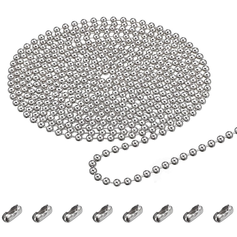 [Australia - AusPower] - #10 Beaded Ball Chain (4.5mm) – 16.4 Feet Spool & 8pcs Connector Clasps for Roller Shade Chain, Vertical Window Blinds, Dog Tag Chain, DIY Projects, Plumbing and Industrial Equipment Labeling Chain Width 4.5mm + 8PCS Connectors 