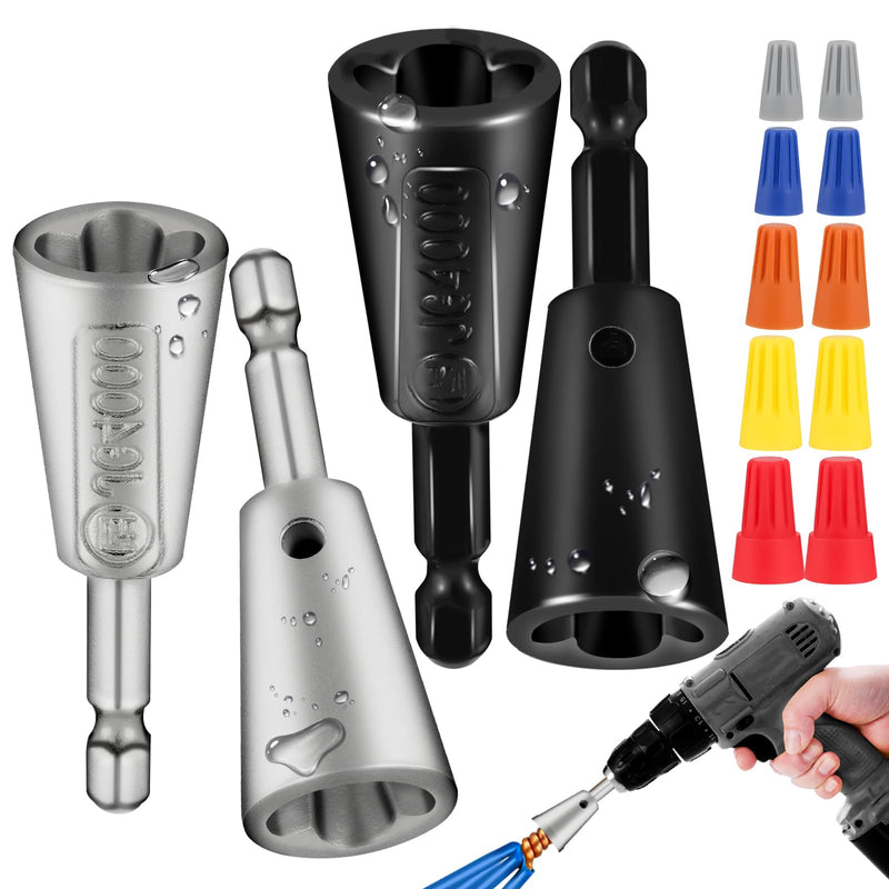 [Australia - AusPower] - 4 Pcs Multifunctional Wire Twister Tool for Drill, Lightweight Wire Nut Twister Compatible with 8 to 24 Awg and 2 to 7 Ways Effortlessly, Wire Nut Twister for Drill for Electrical Power Drill 