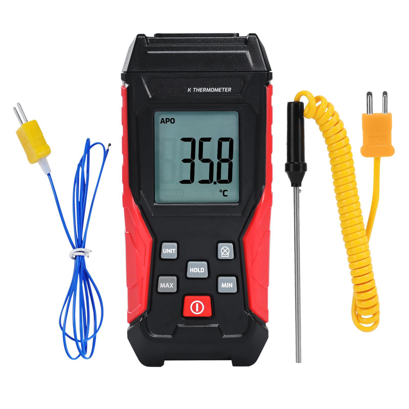 [Australia - AusPower] - Thermocouple Thermometer Digital K Type Thermometer, Thermocouple Tester(-328~2501℉) with 2 K-Type Thermocouples LCD Display Temperature Tester for K Type (Single Channel) 
