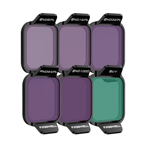 Freewell Bright Day Filter Kit for DJI Flip Drone – ND8/PL, ND16/PL, ND32/PL, ND64/PL, ND1000, UV for Light Control and Glare Reduction Bright Day Kit